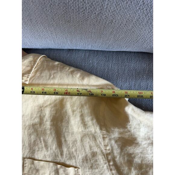 Brooks Brothers Irish Linen Shirt Mens L Yellow Coastal Casual Summer Nautical - Picture 7 of 10